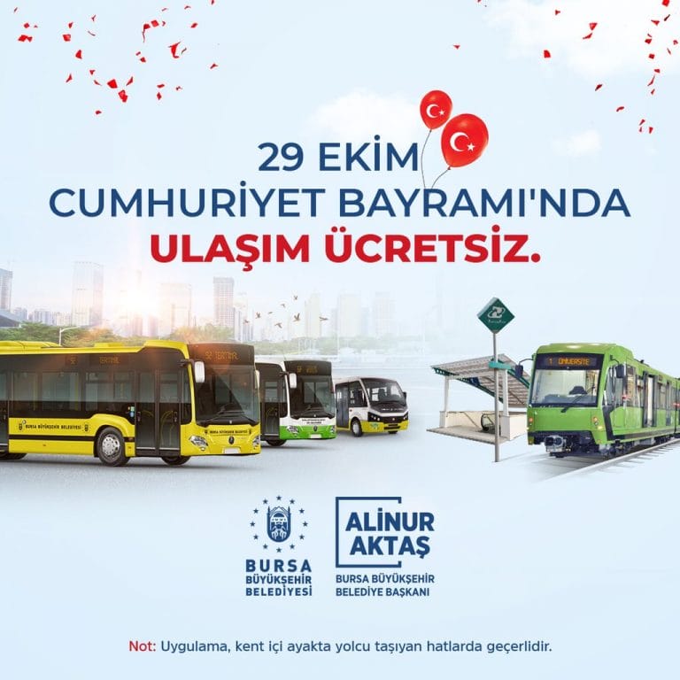 29 Ekim’de toplu ulaşım ücretsiz