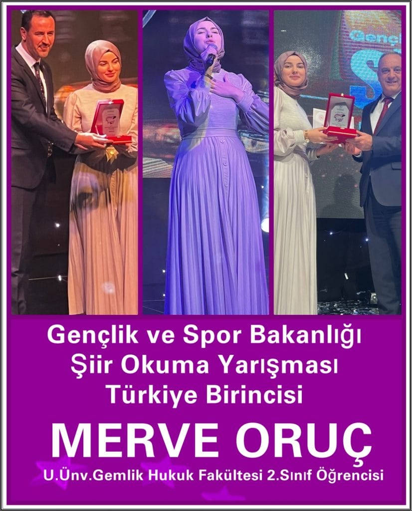 Şiir Okuma Yarışması Türkiye Birincisi Gemlik’ten Merve Oruç oldu