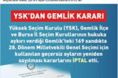 YSK’DAN GEMLİK KARARI