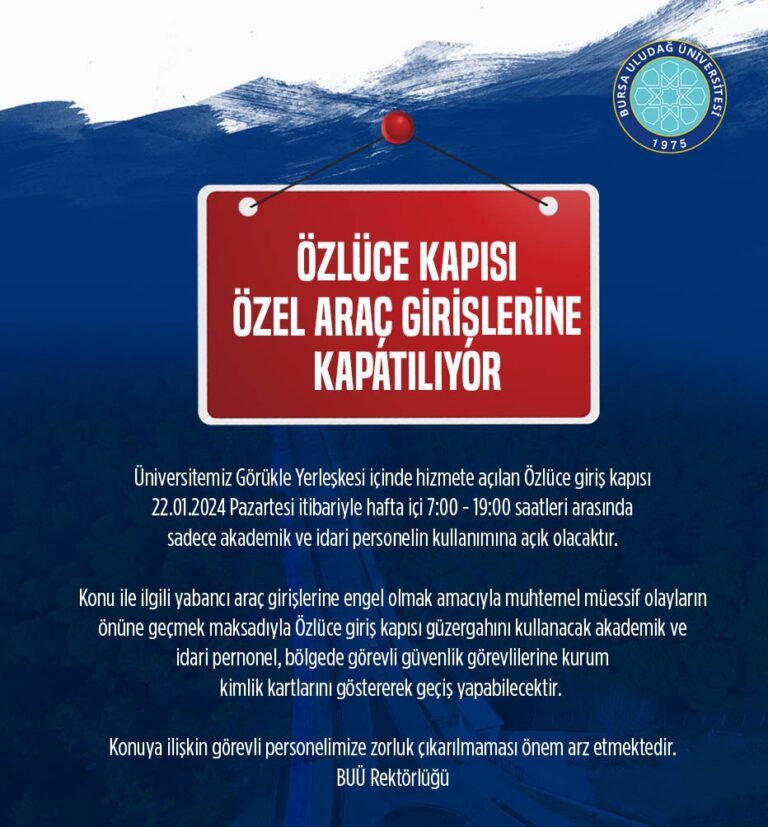 Özlüce kapısı özel araç girişlerine kapatılıyor