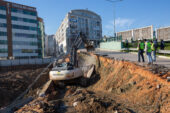 Göçen yolda çalışma başladı