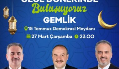 Mehmet Taşar; “Gemlik’te Bu Akşam Dönerler Benden, Ayranlar Bakanımızdan” Mehmet Taşar; “Gemlik’te Bu Akşam Dönerler Benden, Ayranlar Bakanımızdan”