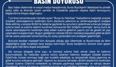Büyükşehir Belediyesinden Kamuoyuna Açıklama