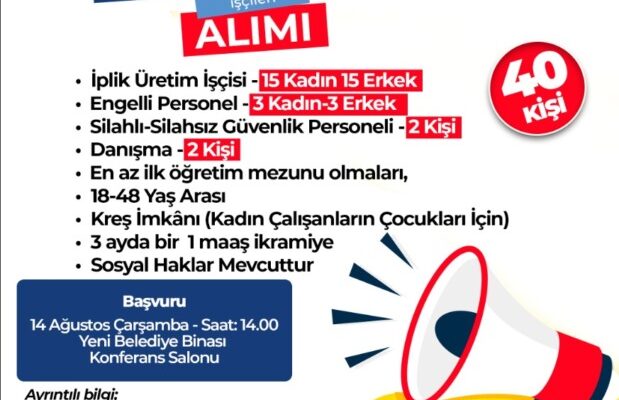 GÖL İPLİK FABRİKASI 40 PERSONEL ALACAK