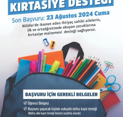 Nilüfer Belediyesi’nden öğrencilere kırtasiye desteği