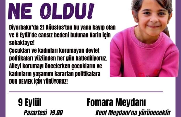 Bursa Kent Konseyi Kadın Meclisi Narin için Yürüyecek