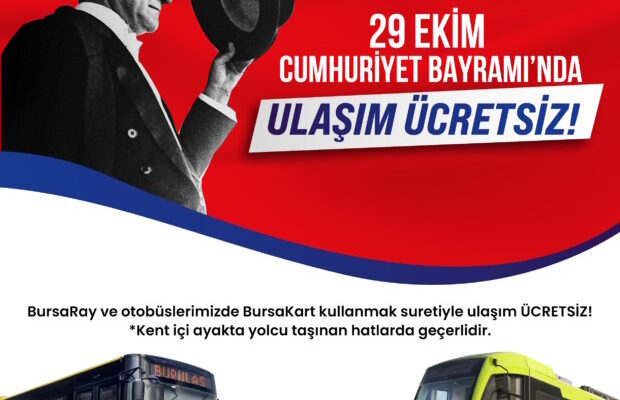 29 Ekim’de Toplu Ulaşım Ücretsiz
