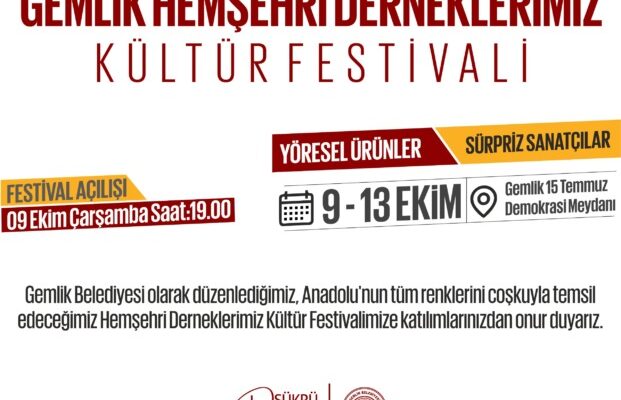 Gemlik’te Hemşeri Dernekleri Kültür Festivali Bugün Başlıyor
