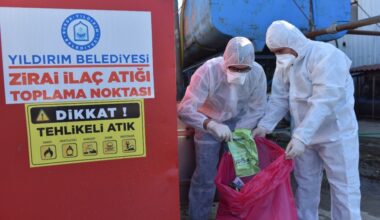 YILDIRIM’DA 580 KİLOGRAM ZİRAİ İLAÇ ATIK KUTUSU TOPLANDI