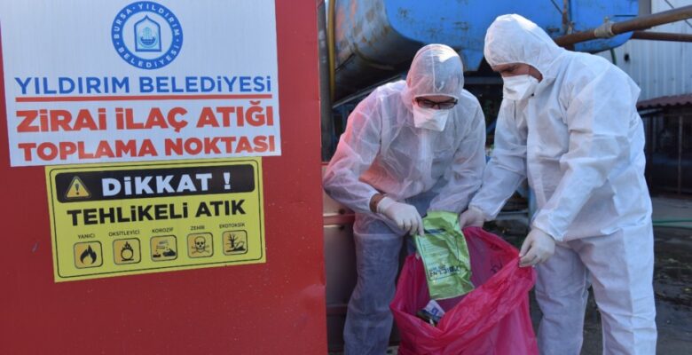 YILDIRIM’DA 580 KİLOGRAM ZİRAİ İLAÇ ATIK KUTUSU TOPLANDI