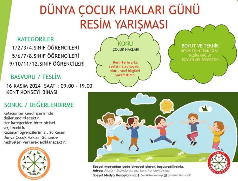 DÜNYA ÇOCUK HAKLARI” RESİM YARIŞMASI KAYITLARI BAŞLIYOR