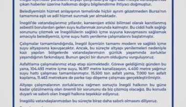 Büyükşehir Belediyesinden İnegöl’de yürütülen altyapı çalışmalarıyla ilgili açıklama
