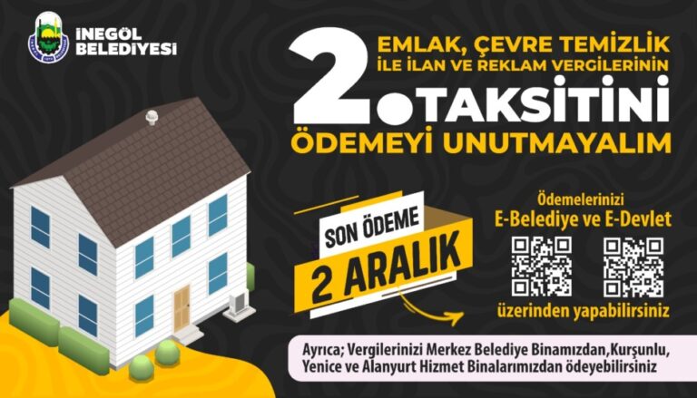 İNEGÖL BELEDİYESİ’NDE VERGİ ÖDEMELERİNDE BÜYÜK KOLAYLIK
