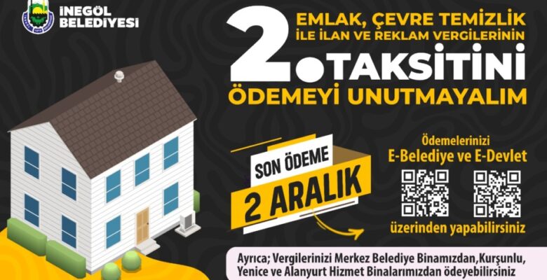 İNEGÖL BELEDİYESİ’NDE VERGİ ÖDEMELERİNDE BÜYÜK KOLAYLIK