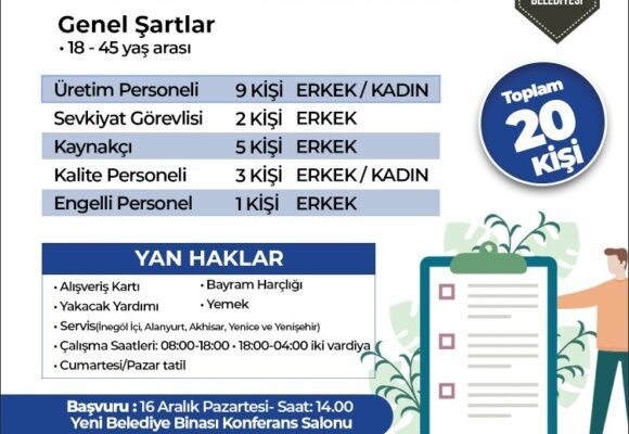 ORTAKÇI CAM 20 PERSONEL ALACAK