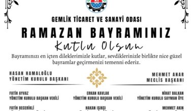 Gemlik Ticaret ve Sanayi Odası Ramazan Bayramınızı Kutlar (Görüntülü)