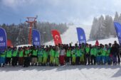 Uludağ’da öğrencilerin kayak heyecanı