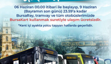 Bursa’da Kurban Bayramı boyunca ulaşım ücretsiz