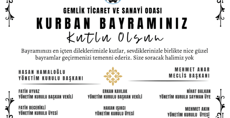 Gemlik Ticaret ve Sanayi Odasından Bayram Mesajı