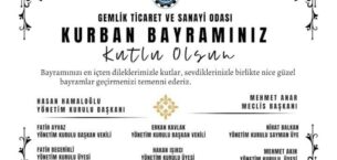 Gemlik Ticaret ve Sanayi Odası Kurban Bayramınızı Kutlar