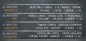 Gemlik Kent Lokantası 25 Ağustos 29 Ağustos Haftası Menüsü