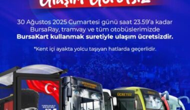 30 AĞUSTOS ZAFER BAYRAMI’NDA ULAŞIM ÜCRETSİZ 30 AĞUSTOS ZAFER BAYRAMI’NDA ULAŞIM ÜCRETSİZ