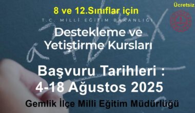 DESTEKLEME VE YETİŞTİRME KURSLARI (DYK) BAŞLIYOR
