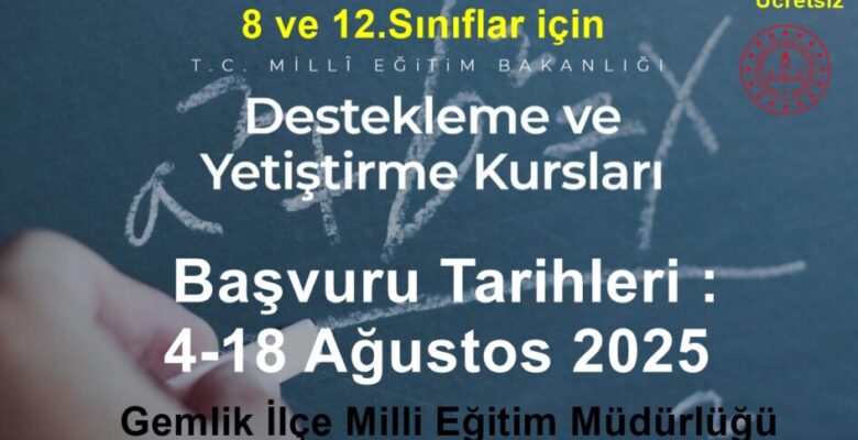 DESTEKLEME VE YETİŞTİRME KURSLARI (DYK) BAŞLIYOR