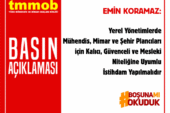 EREL YÖNETİMLERDE MÜHENDİS, MİMAR VE ŞEHİR PLANCILARI İÇİN KALICI, GÜVENCELİ VE MESLEKİ NİTELİĞİNE UYUMLU İSTİHDAM YAPILMALIDIR