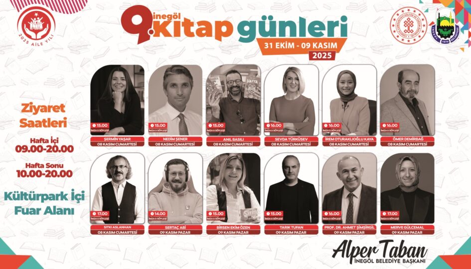 İNEGÖL KİTAP GÜNLERİ HAFTA SONU 12 MUHTEŞEM YAZARI KONUK EDECEK