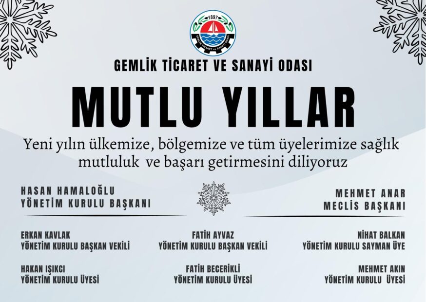 GEMLİK TİCARET VE SANAYİ ODASI YENİ YIL KUTLAMA MESAJI