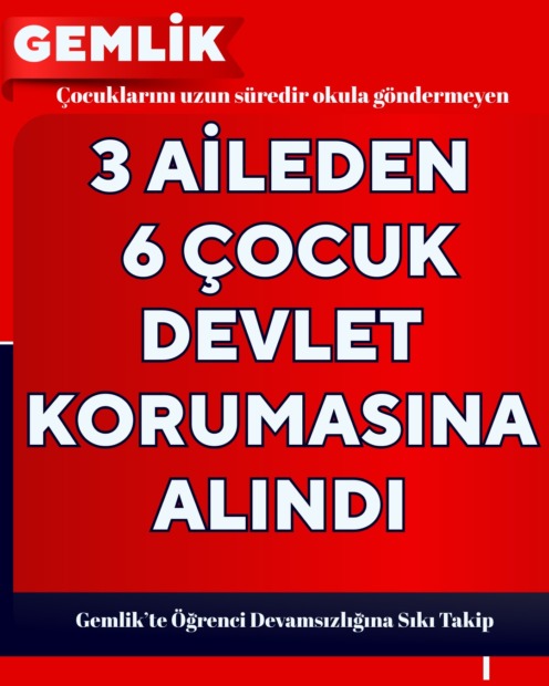 GEMLİK’TE ZORUNLU EĞİTİM KARARI: 3 AİLEDEN 6 ÇOCUK DEVLET KORUMASINA ALINDI