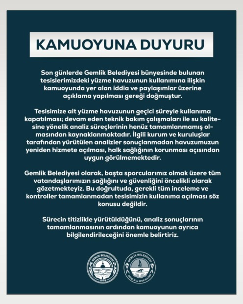 GEMLİK BELEDİYESİ ve GEMLİK BELEDİYESPOR KULÜBÜNDEN KAMUOYUNA DUYURU