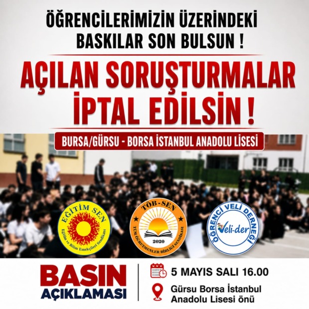 Sendikalardan Ortak Açıklama; “Öğrencilerin Üzerindeki Baskılar Son Bulsun!”